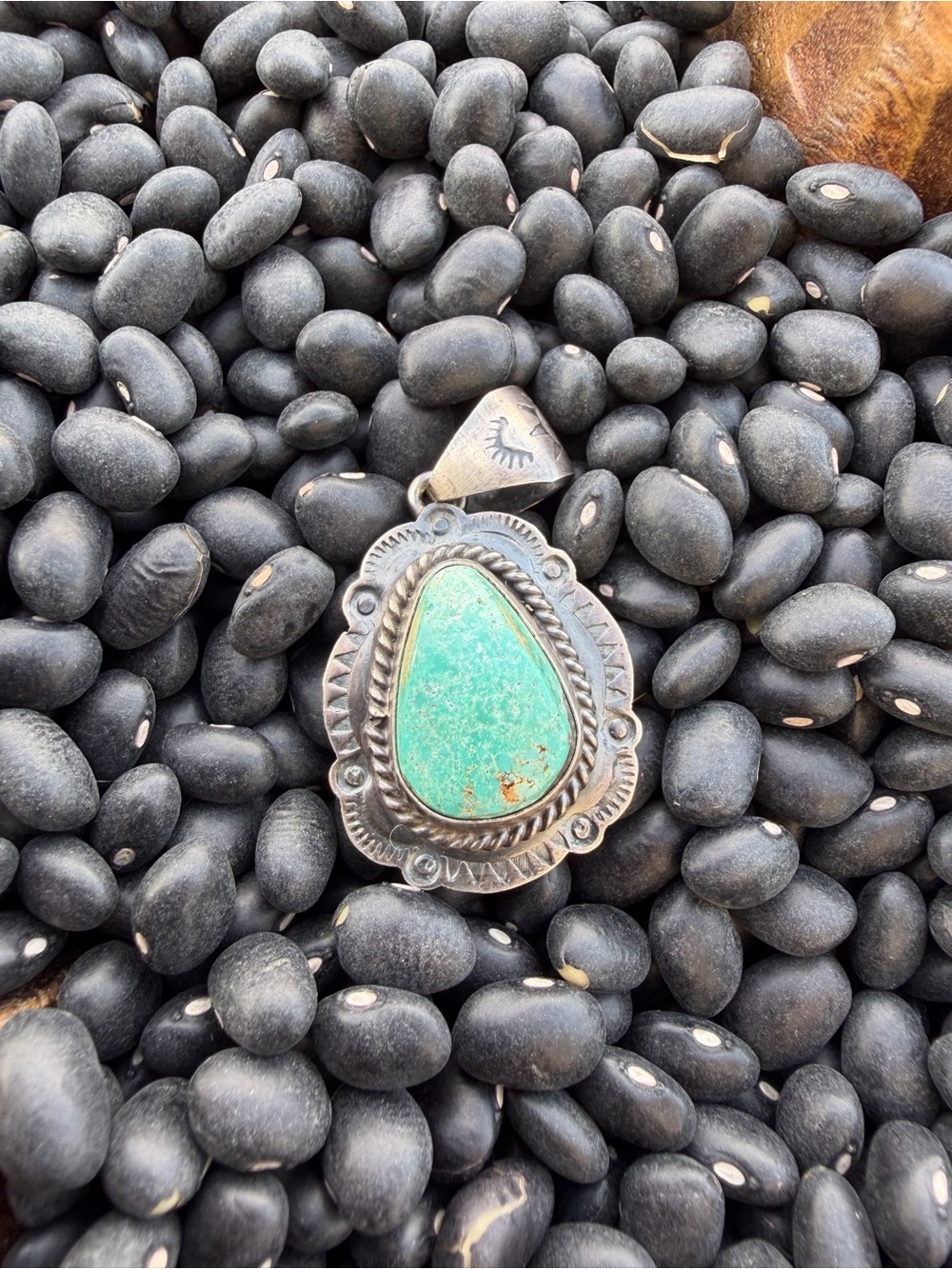 Native made Whitewater turquoise pendant